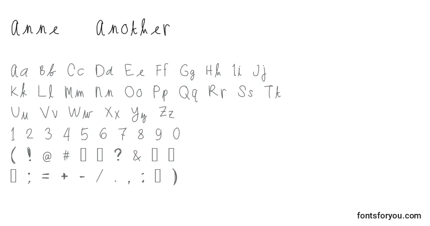 Czcionka Anne   Another – alfabet, cyfry, specjalne znaki