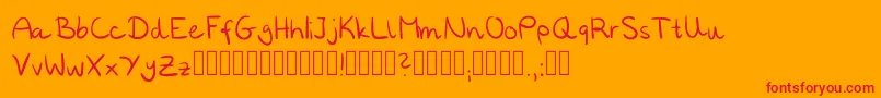Czcionka Annies Regular – czerwone czcionki na pomarańczowym tle