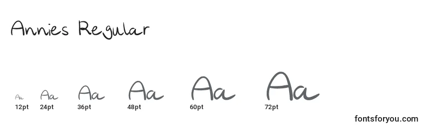Размеры шрифта Annies Regular