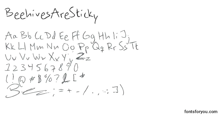 Czcionka BeehivesAreSticky – alfabet, cyfry, specjalne znaki