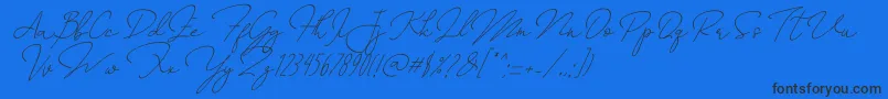 Annisa   Slant-Schriftart – Schwarze Schriften auf blauem Hintergrund