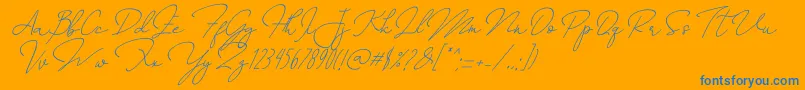 Annisa   Slant-Schriftart – Blaue Schriften auf orangefarbenem Hintergrund