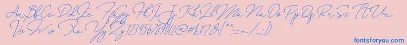 Шрифт Annisa   Slant – синие шрифты на розовом фоне