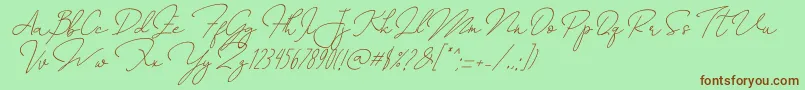 Annisa   Slant Font – Brown Fonts on Green Background