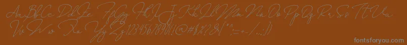 Annisa   Slant-Schriftart – Graue Schriften auf braunem Hintergrund