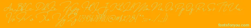 Annisa   Slant Font – Green Fonts on Orange Background