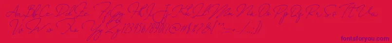 Annisa   Slant-Schriftart – Violette Schriften auf rotem Hintergrund