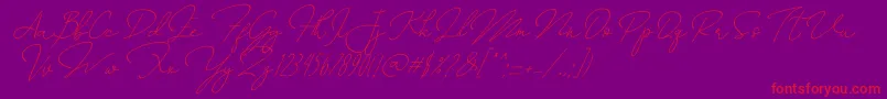 Annisa   Slant-Schriftart – Rote Schriften auf violettem Hintergrund