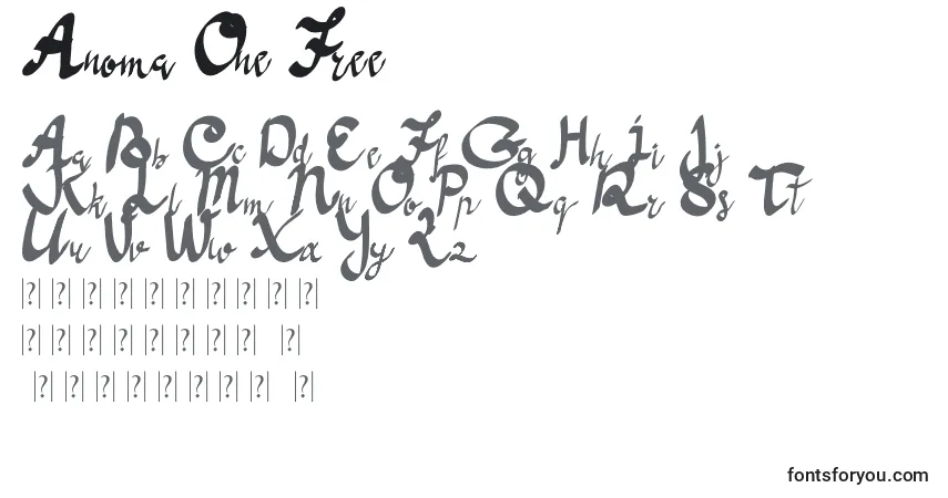 Schriftart Anoma One Free – Alphabet, Zahlen, spezielle Symbole