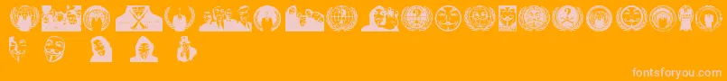 Anonbats-Schriftart – Rosa Schriften auf orangefarbenem Hintergrund