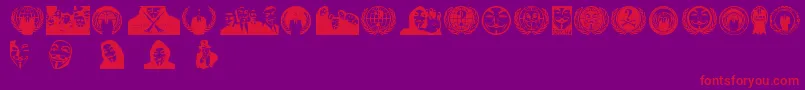 Anonbats-Schriftart – Rote Schriften auf violettem Hintergrund