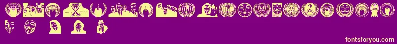 Fonte Anonbats – fontes amarelas em um fundo roxo