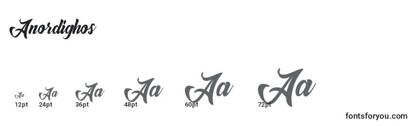 Размеры шрифта Anordighos