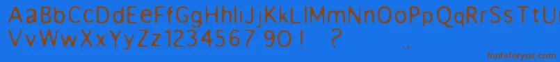 フォントAnorexia – 茶色の文字が青い背景にあります。