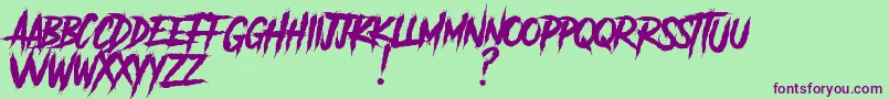 Another Danger   Demo-Schriftart – Violette Schriften auf grünem Hintergrund
