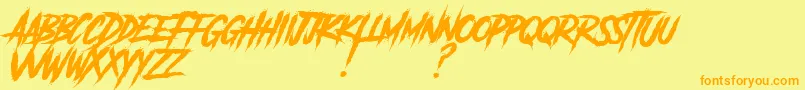 フォントAnother Danger Slanted   Demo – オレンジの文字が黄色の背景にあります。