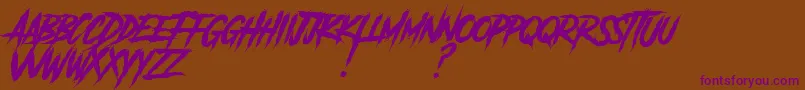 Czcionka Another Danger Slanted   Demo – fioletowe czcionki na brązowym tle