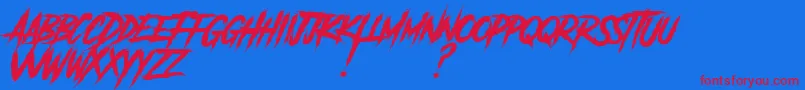 Another Danger Slanted   Demo Font – Red Fonts on Blue Background