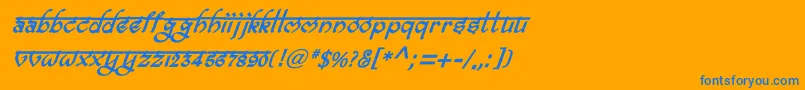 Fonte BitlingravishBolditalic – fontes azuis em um fundo laranja