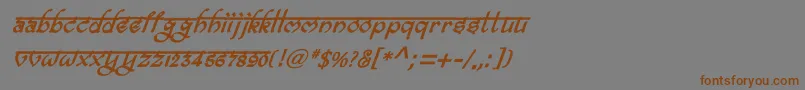 フォントBitlingravishBolditalic – 茶色の文字が灰色の背景にあります。