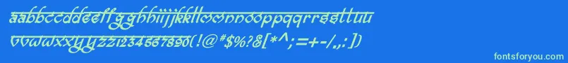 Шрифт BitlingravishBolditalic – зелёные шрифты на синем фоне