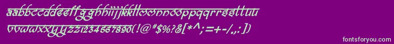 フォントBitlingravishBolditalic – 紫の背景に緑のフォント