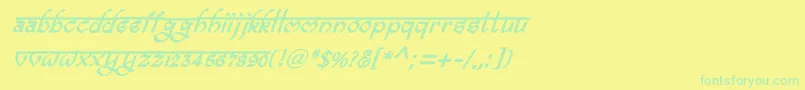 フォントBitlingravishBolditalic – 黄色い背景に緑の文字