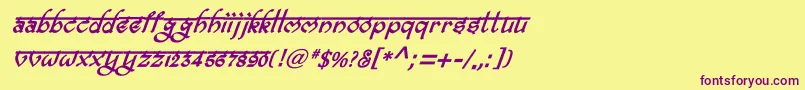 Шрифт BitlingravishBolditalic – фиолетовые шрифты на жёлтом фоне