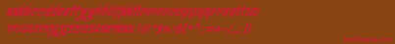 フォントBitlingravishBolditalic – 赤い文字が茶色の背景にあります。