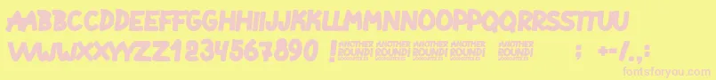 Another Round-fontti – vaaleanpunaiset fontit keltaisella taustalla