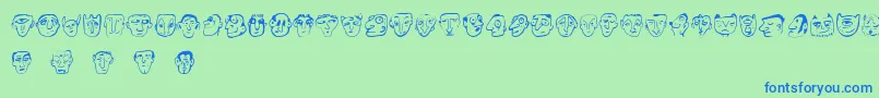Ansigter Font – Blue Fonts on Green Background