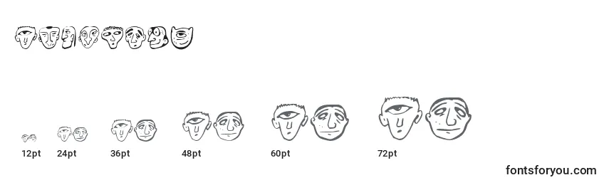 Größen der Schriftart Ansigter