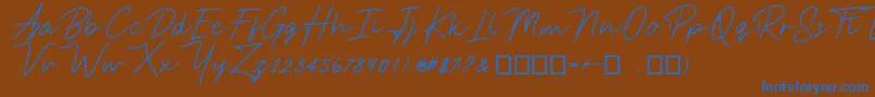 AnsteryScript-Schriftart – Blaue Schriften auf braunem Hintergrund