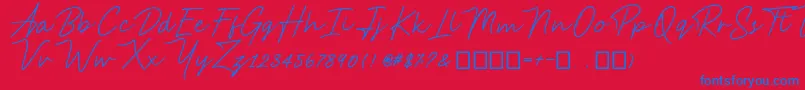 Czcionka AnsteryScript – niebieskie czcionki na czerwonym tle