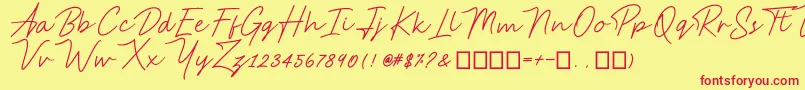 AnsteryScript Font – Red Fonts on Yellow Background
