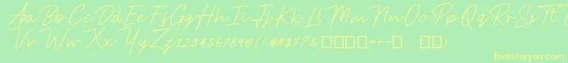 フォントAnsteryScript – 黄色の文字が緑の背景にあります