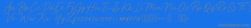 AnsteryScript-Schriftart – Graue Schriften auf blauem Hintergrund