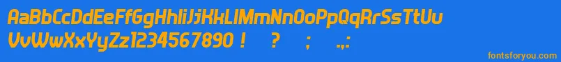 フォントAnswer Italic – オレンジ色の文字が青い背景にあります。