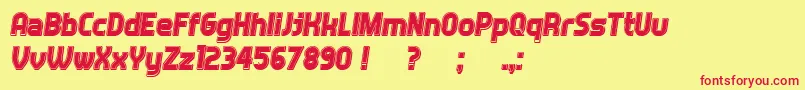 フォントAnswer3DFilled Italic – 赤い文字の黄色い背景