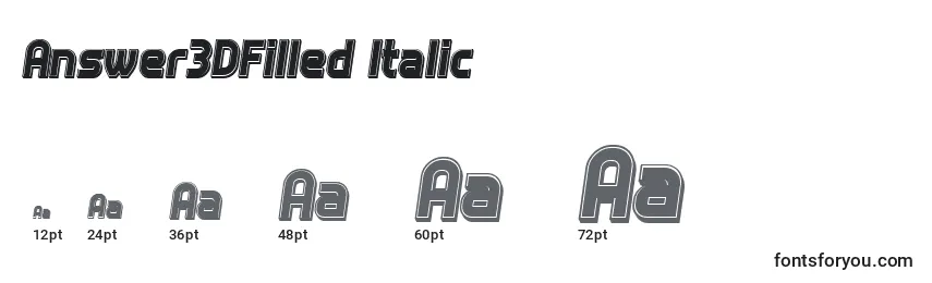 Tamanhos de fonte Answer3DFilled Italic