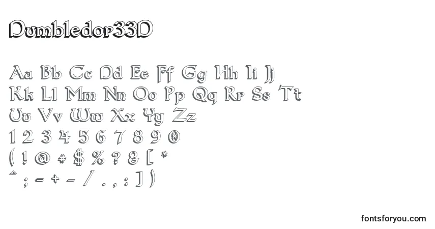 A fonte Dumbledor33D – alfabeto, números, caracteres especiais