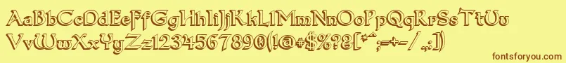 Czcionka Dumbledor33D – brązowe czcionki na żółtym tle