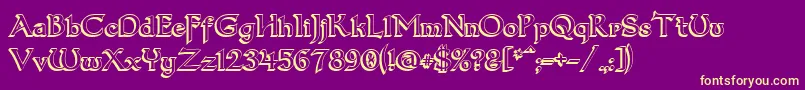 Dumbledor33D-Schriftart – Gelbe Schriften auf violettem Hintergrund