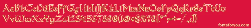 Dumbledor33D Font – Yellow Fonts on Red Background