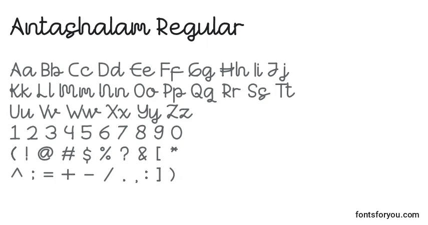 Schriftart Antashalam Regular – Alphabet, Zahlen, spezielle Symbole