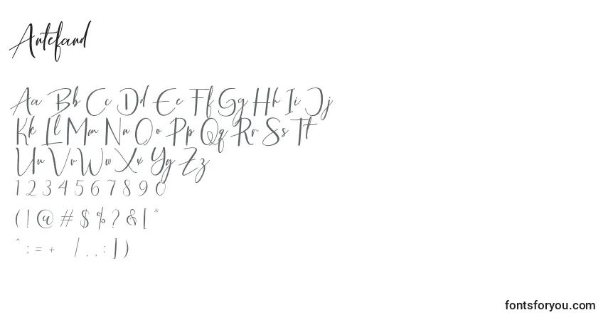 Шрифт Antefand (119733) – алфавит, цифры, специальные символы