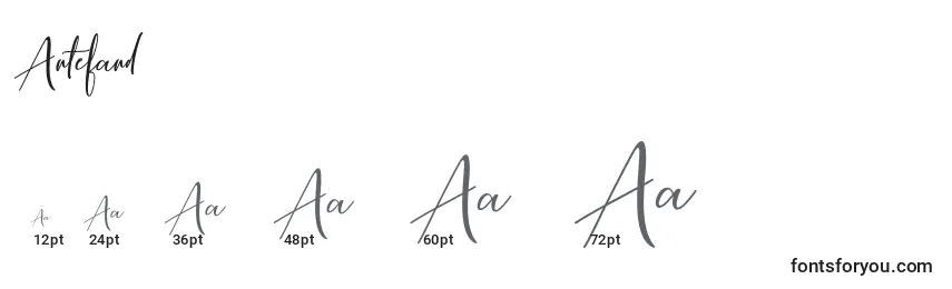 Размеры шрифта Antefand (119733)