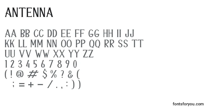 Schriftart ANTENNA – Alphabet, Zahlen, spezielle Symbole