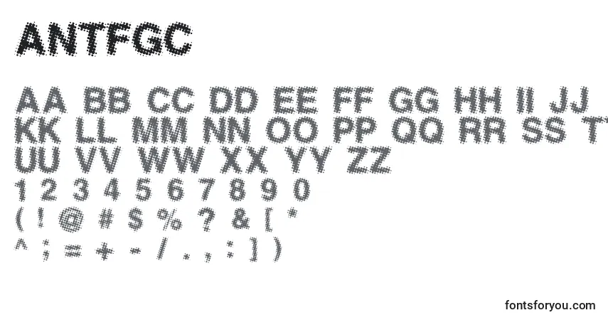A fonte ANTFGC   (119736) – alfabeto, números, caracteres especiais
