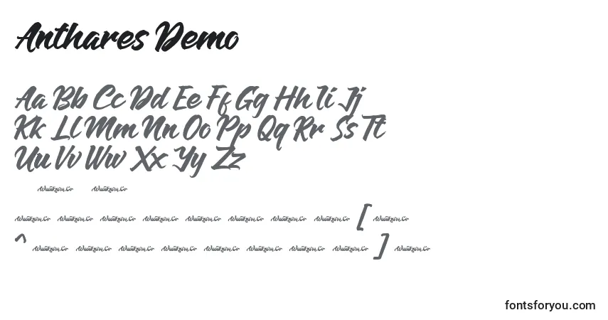 Шрифт Anthares Demo – алфавит, цифры, специальные символы